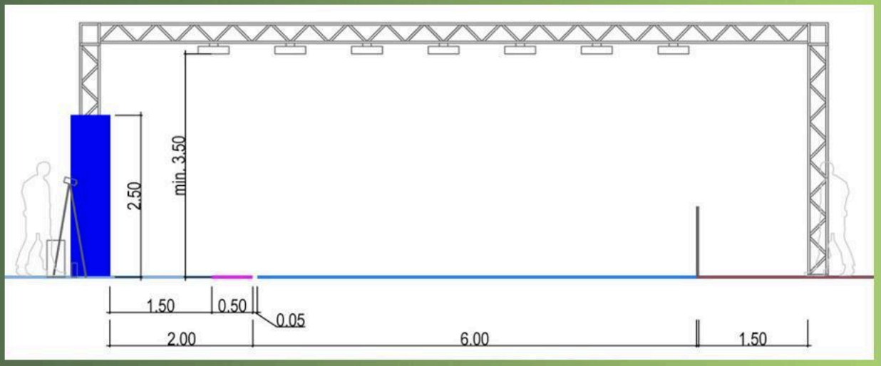 Finish Gate structure with clearance and safety band dimensions